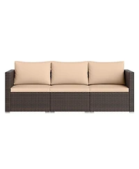 Sugift 3 Pieces Patio Sectional Sofa Set with Soft Cushions