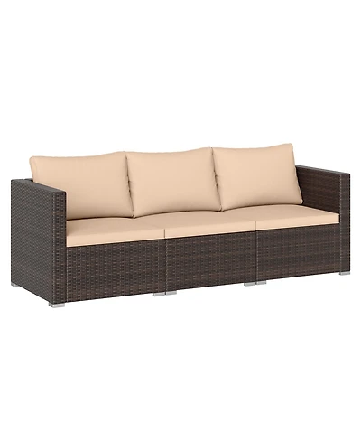 Sugift 3 Pieces Patio Sectional Sofa Set with Soft Cushions