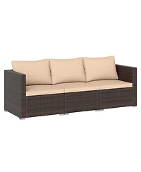 Sugift 3 Pieces Patio Sectional Sofa Set with Soft Cushions