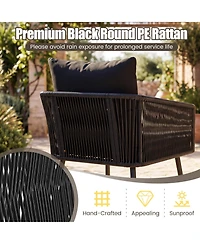 Sugift 3 Piece Outdoor Patio Bistro Furniture Set with Cushions and Glass Side Table