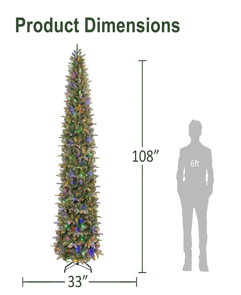 Puleo International 9" Pre-Lit Artificial Yardley Spruce Pencil Tree