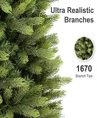Puleo International 7.5" Pre-Lit Artificial Kensington Fir Slim Tree