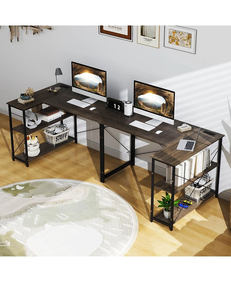 Costway 48'' Reversible L Shaped Computer Desk Home Office Table