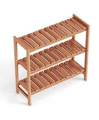 Sugift 3-Tier Solid Wood Plant Stand with Slatted Shelves