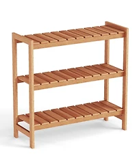 Sugift 3-Tier Solid Wood Plant Stand with Slatted Shelves