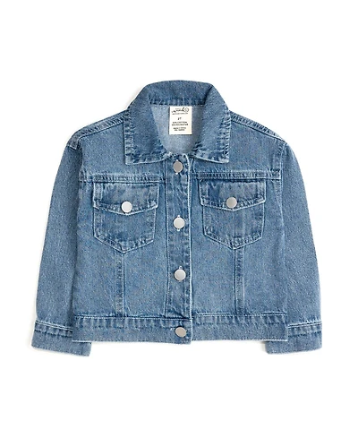 Sweet Wink Toddler Girls Apple Bow Sequin Patch Denim Jacket