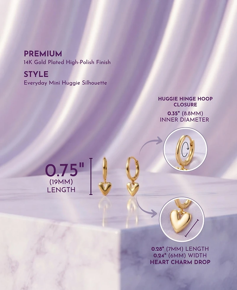 GiGiGirl Kids 14k Yellow Gold Plated Heart Dangling Earrings
