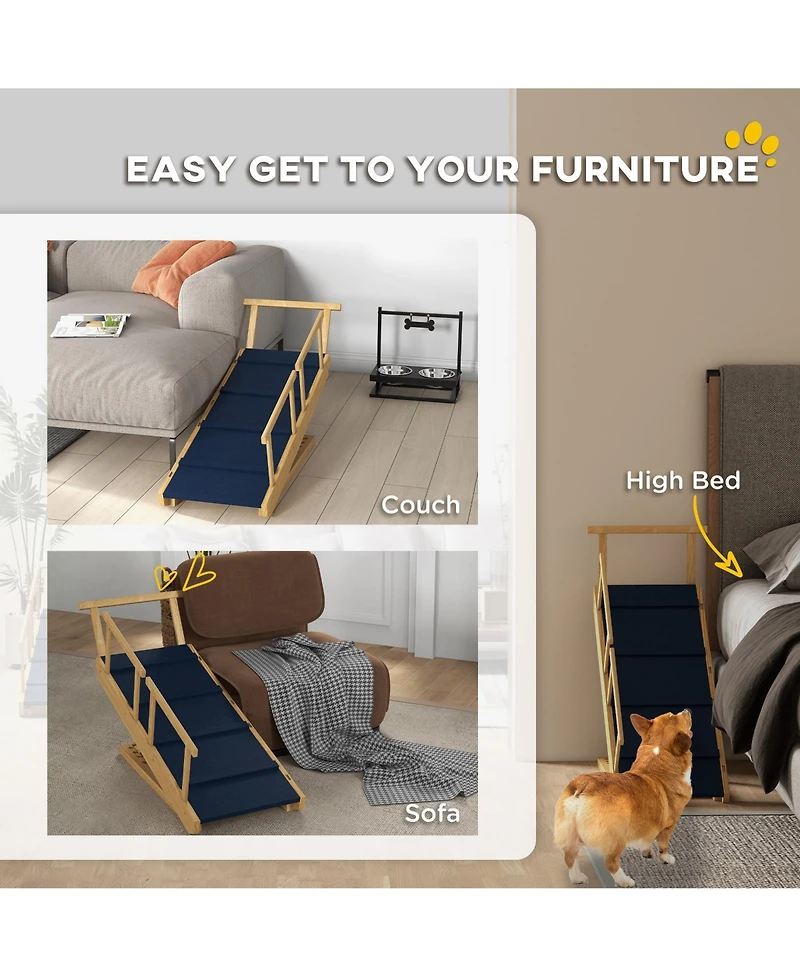 PawHut Dog Ramp, Adjustable Foldable Pet Ramp for Small to Large Dogs