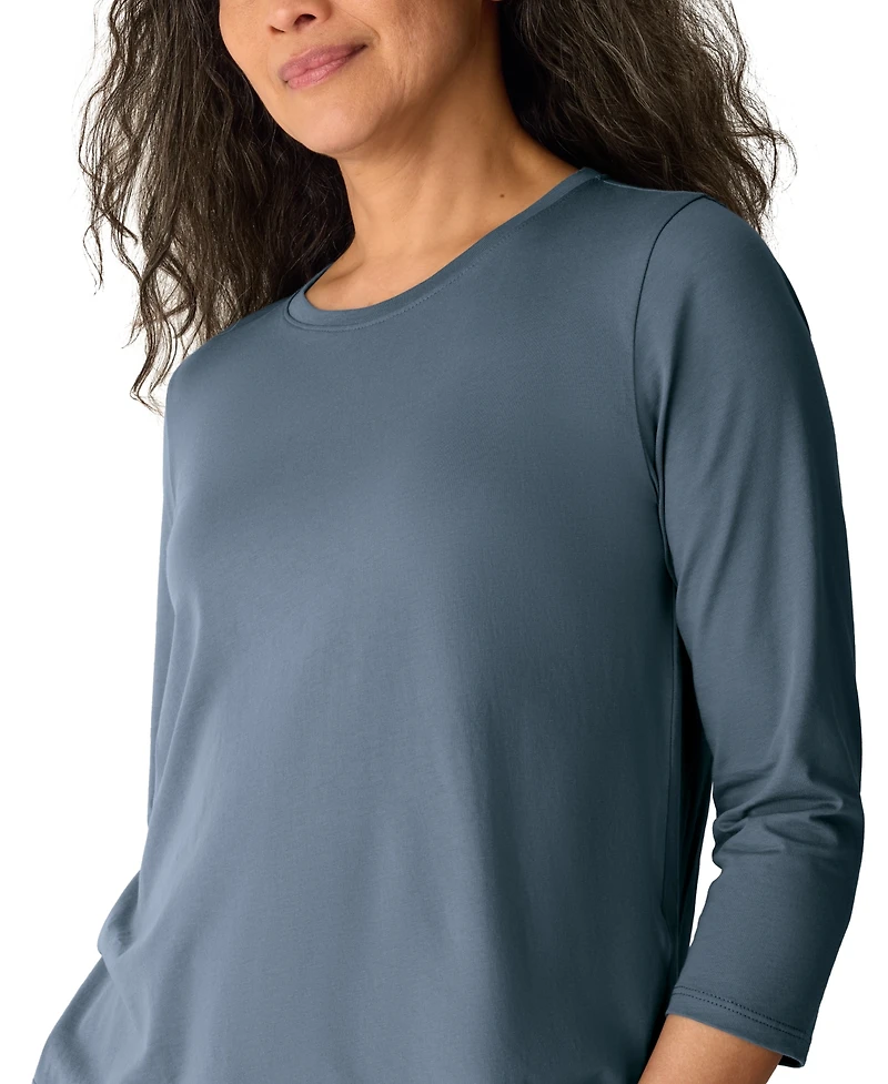 Eileen Fisher Women's 3/4-Length Sleeve Round Neck T-Shirt