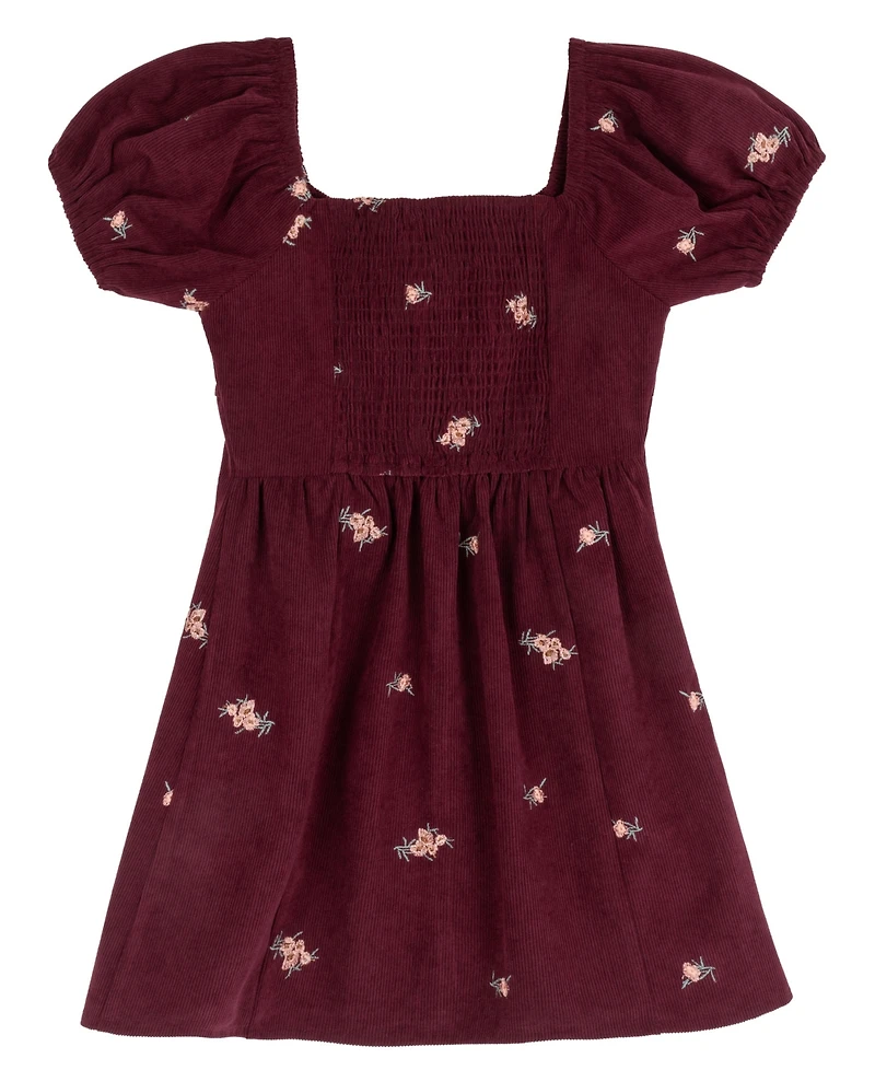 Rare Editions Girls' 7-16 Embroidered Corduroy Dress