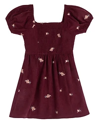 Rare Editions Girls' 7-16 Embroidered Corduroy Dress