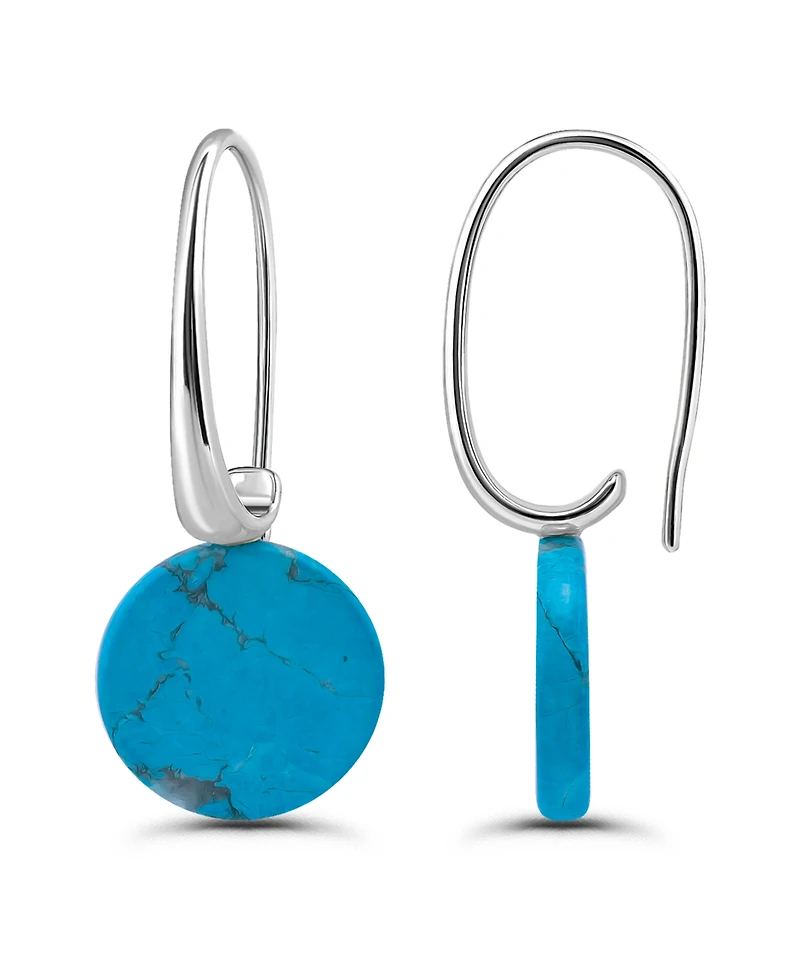 Macy's Genuine Howlite Chrysocolla Round Disc Shape Drop on Hardwire Fishhook Closure Earrings