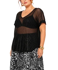 Coin 1804 Plus Foil Drop V-Neck Top