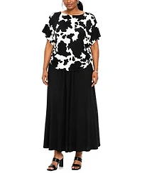Coin 1804 Plus Cow Print Boat neck Top