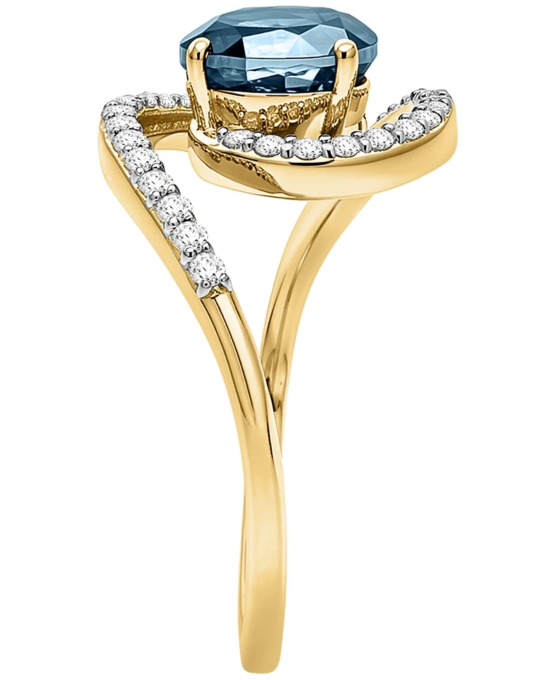 Macy's London Blue Topaz (2.20 ct. t.w.) & Diamond (1/4 ct. t.w.) Ring in 14k Yellow Gold