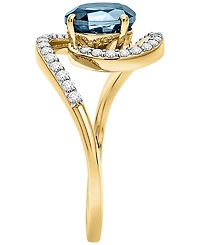 Macy's London Blue Topaz (2.20 ct. t.w.) & Diamond (1/4 ct. t.w.) Ring in 14k Yellow Gold
