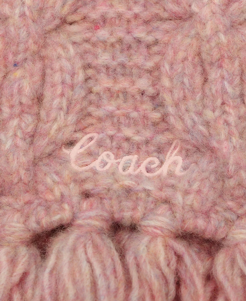 Coach Chain Cable Knit Fringe Scarf