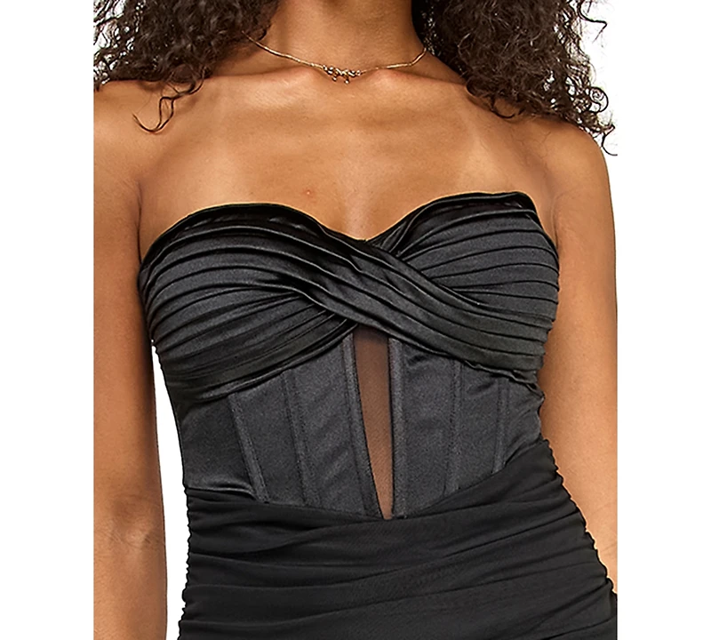 Emerald Sundae Juniors' Corset Bodice Midi Dress
