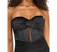 Emerald Sundae Juniors' Corset Bodice Midi Dress