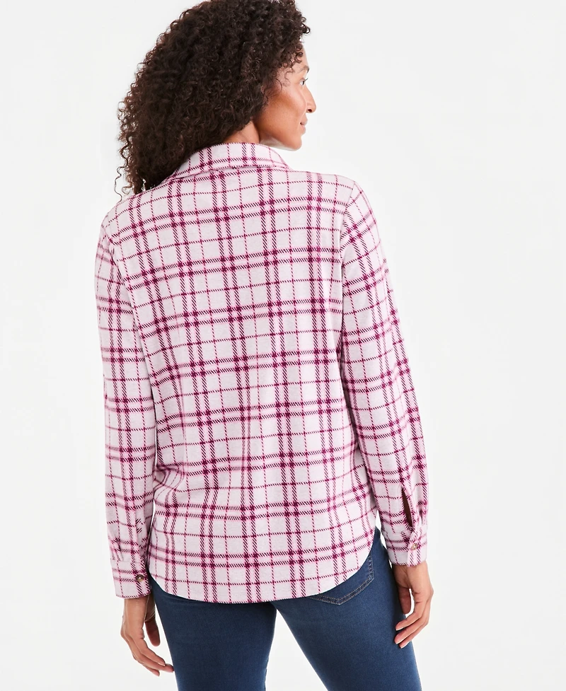 Style & Co Women's Plaid Flannel Knit Shacket, Macy's Exclusive