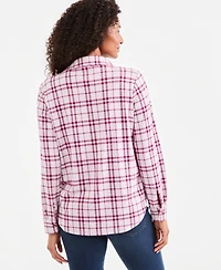 Style & Co Women's Plaid Flannel Knit Shacket, Macy's Exclusive