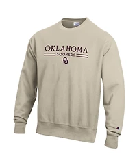 Champion Men's Oatmeal Oklahoma Sooners Reverse Weave Crewneck Sweatshirt