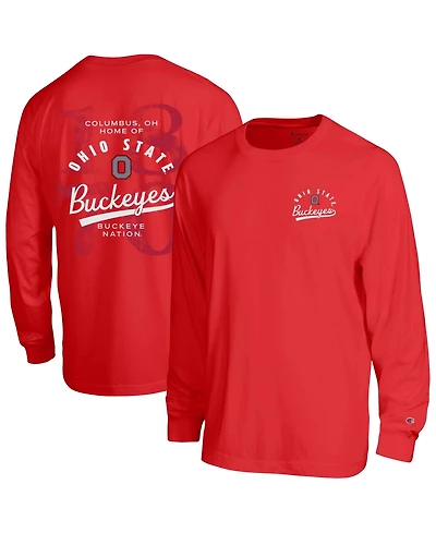 Champion Men's Scarlet Ohio State Buckeyes Laminated All-Star Long Sleeve T-Shirt