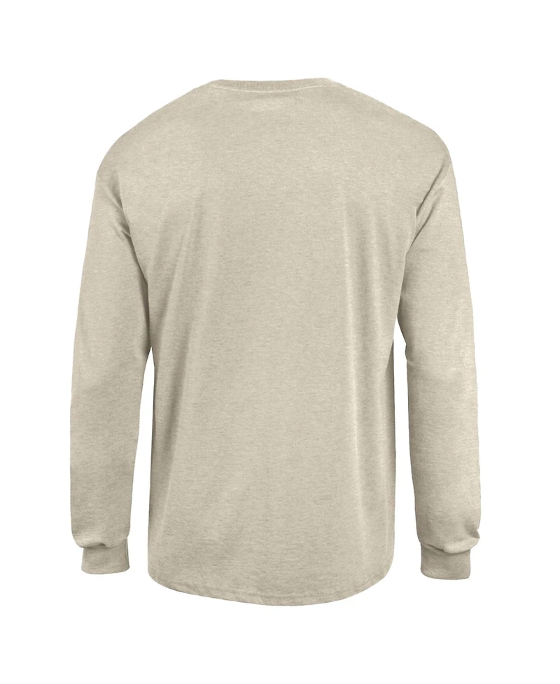 Champion Men's Heather Oatmeal Penn State Nittany Lions Neutral Arch Long-Sleeve T-Shirt
