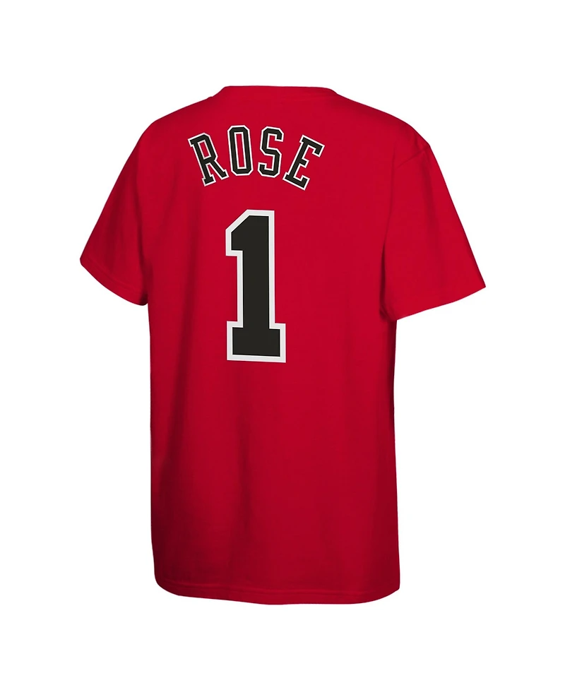 Mitchell & Ness Big Boys and Girls Derrick Rose Red Chicago Bulls Hardwood Classics Name Number T-Shirt