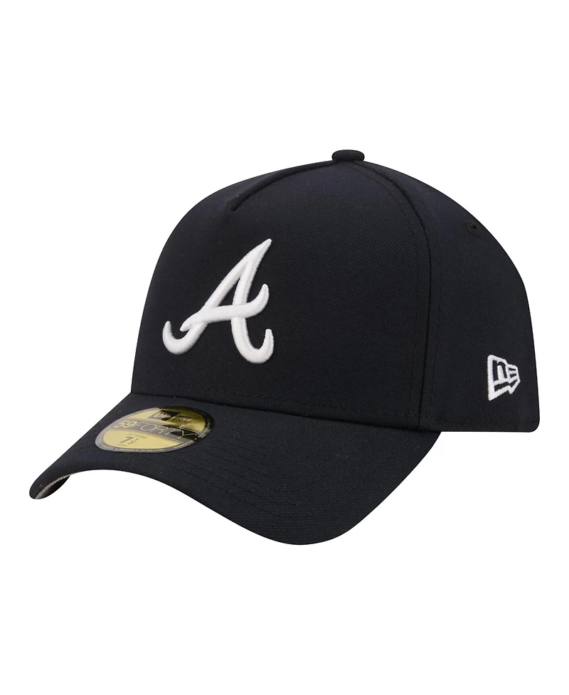 New Era Men's Navy Atlanta Braves A-Frame 59FORTY Fitted Hat