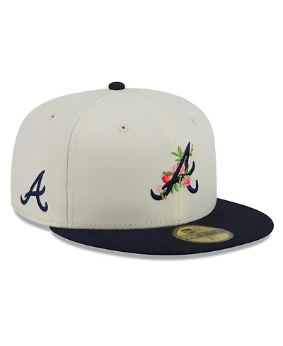 New Era Men's White, Navy Atlanta Braves Blossom 59FIFTY Fitted Hat