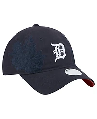 New Era Women's Navy Detroit Tigers Roses 9TWENTY Adjustable Hat