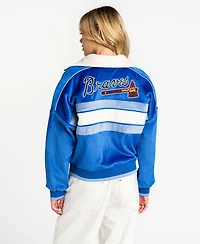 The Wild Collective Women's Blue Atlanta Braves Velvet Cord Full-Zip Jacket