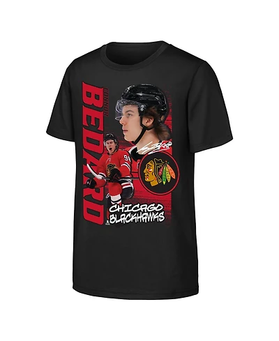 Outerstuff Big Boys and Girls Connor Bedard Black Chicago Blackhawks Playmaker T-Shirt