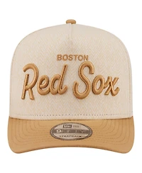 New Era Men's Cream Boston Red Sox Herringbone 9FIFTY A-Frame Snapback Hat
