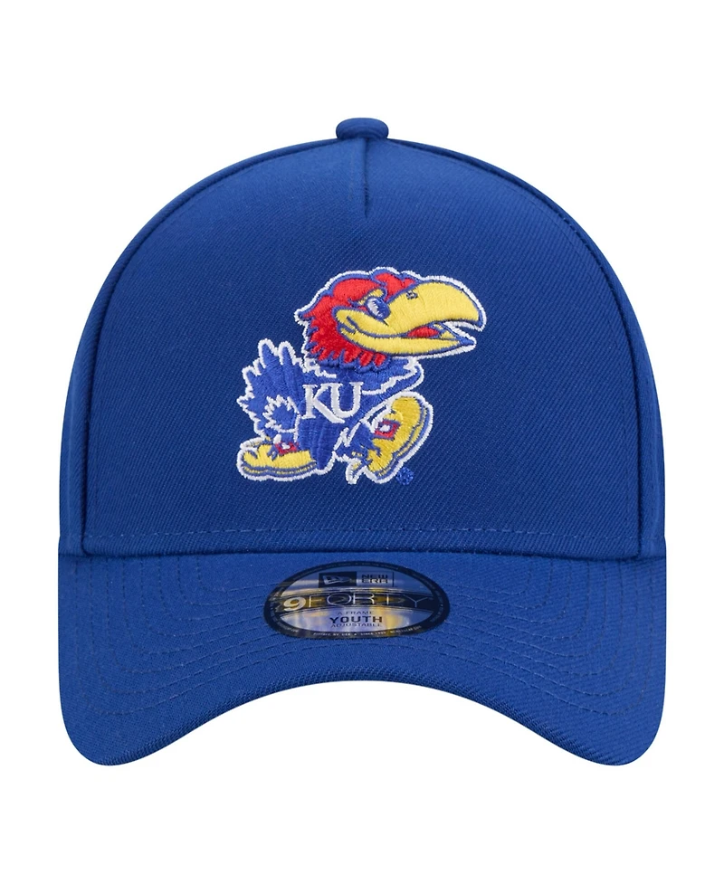 New Era Big Boys and Girls Royal Kansas Jayhawks 9FORTY A-Frame Adjustable Hat