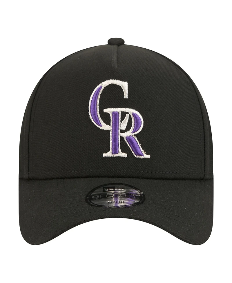 New Era Big Boys and Girls Black Colorado Rockies 9FORTY A-Frame Adjustable Hat