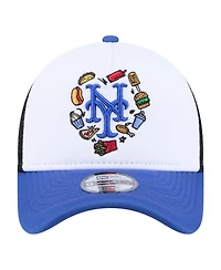 New Era Big Boys and Girls White, Royal New York Mets Food A-Frame 9FORTY Trucker Adjustable Hat