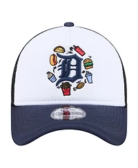 New Era Big Boys and Girls White, Navy Detroit Tigers Food A-Frame 9FORTY Trucker Adjustable Hat
