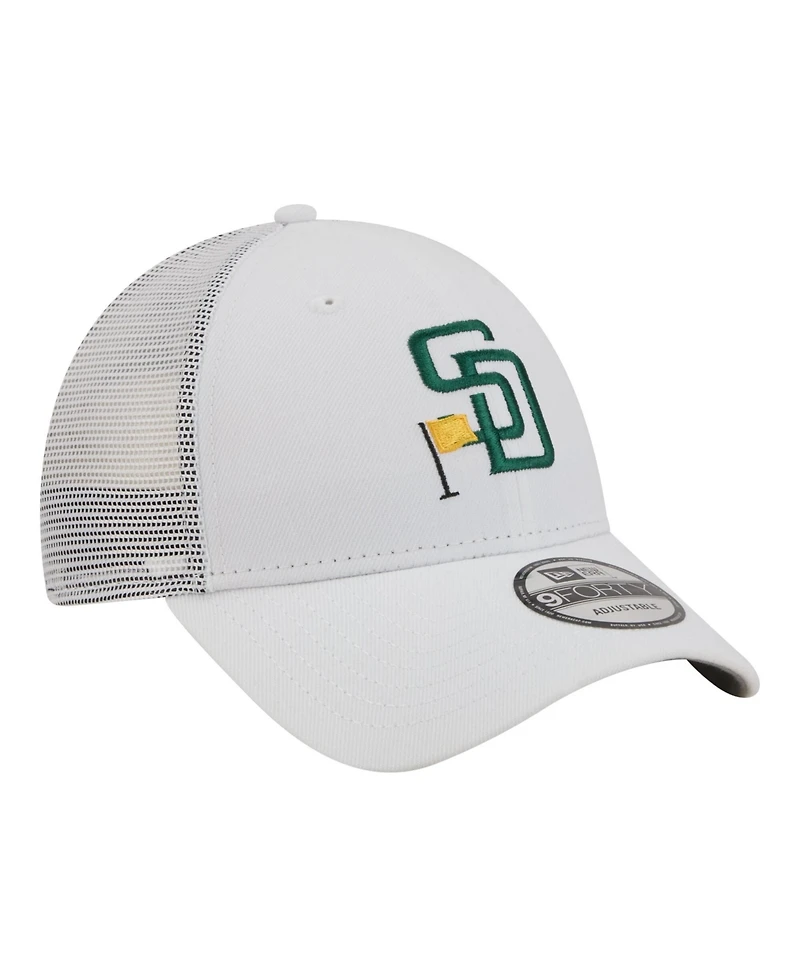 New Era Men's White San Diego Padres Flag 9FORTY Trucker Adjustable Hat