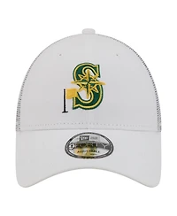 New Era Men's White Seattle Mariners Flag 9FORTY Trucker Adjustable Hat