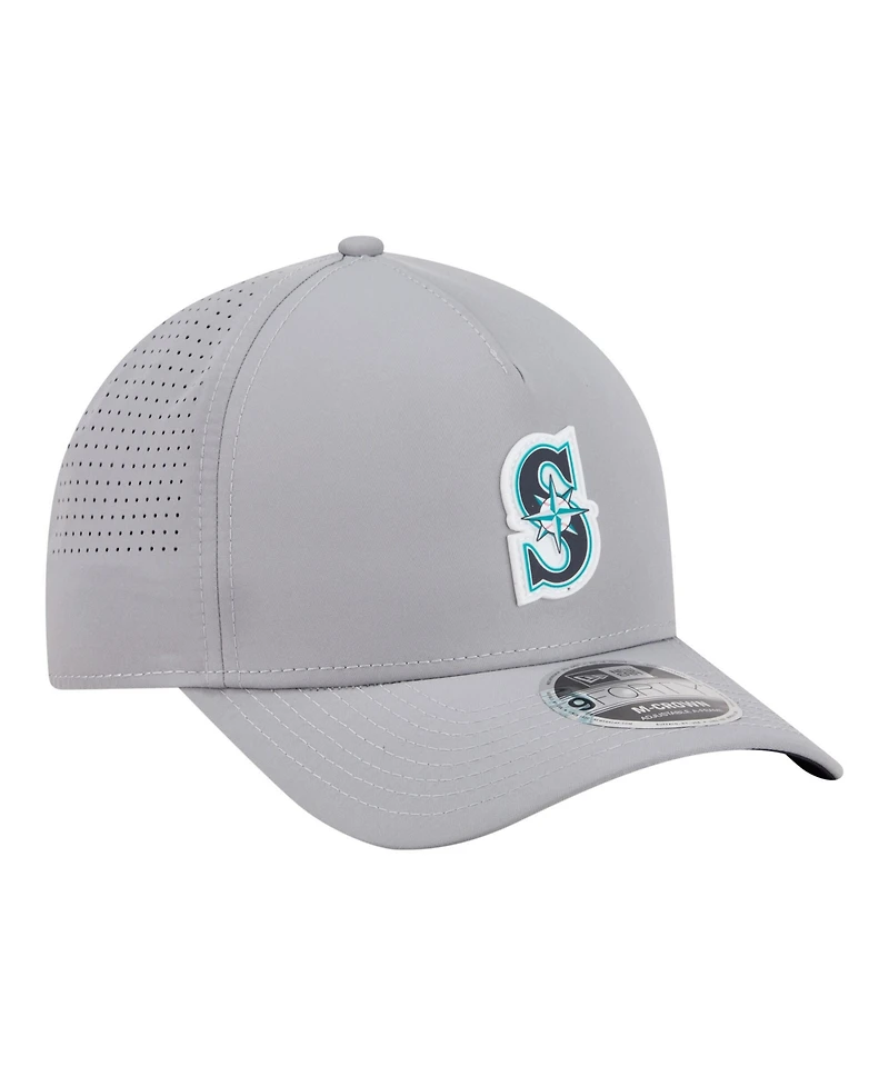 New Era Men's Gray Seattle Mariners Micro Logo 9FORTY M-Crown A-Frame Adjustable Hat