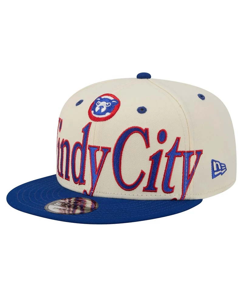 New Era Men's Cream Chicago Cubs Oversized Slogan 9FIFTY Snapback Hat