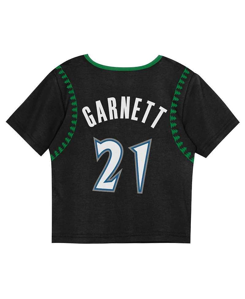 Mitchell & Ness Preschool Two-Pack Kevin Garnett Black Minnesota Timberwolves Play by Place T-Shirt and Shorts Set