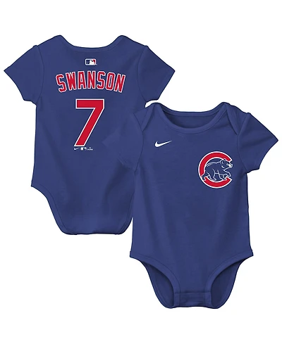 Nike Baby Boys and Girls Dansby Swanson Royal Chicago Cubs Name Number Bodysuit