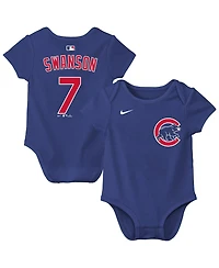 Nike Baby Boys and Girls Dansby Swanson Royal Chicago Cubs Name Number Bodysuit