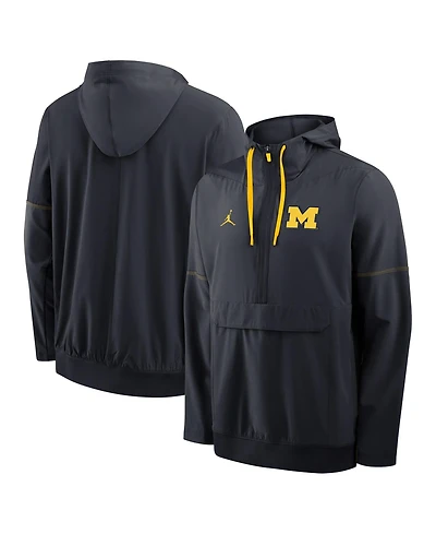 Jordan Men's Navy Michigan Wolverines 2026 Sideline Anorak Half-Zip Hoodie