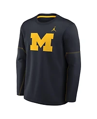 Jordan Men's Navy Michigan Wolverines 2026 Sideline Coaches Therma-fit Long Sleeve T-Shirt