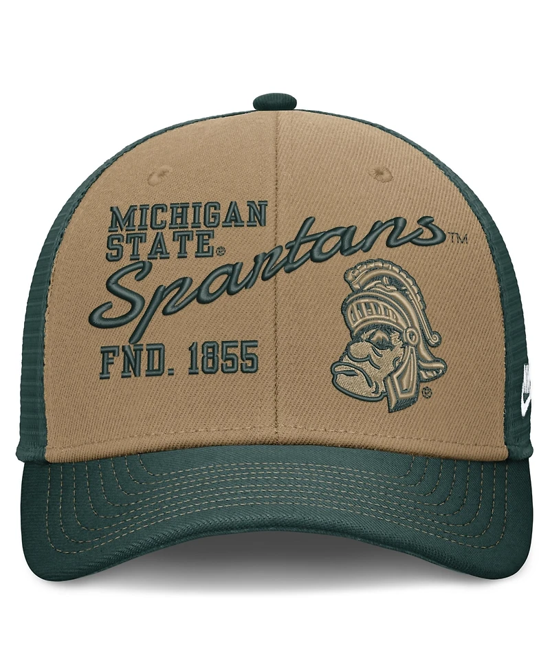 Nike Men's and Women's Beige, Forest Green Michigan State Spartans Legacy Rise Trucker Adjustable Hat