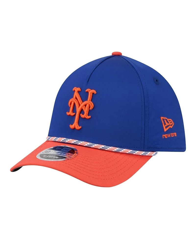 New Era Men's Royal, Orange York Mets Rope M-Crown A-Frame 39THIRTY Flex Hat